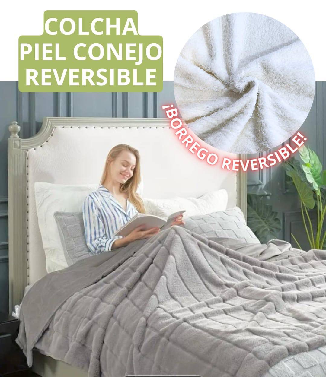 COLCHAS PIEL CONEJO GRUESAS REVERSIBLE