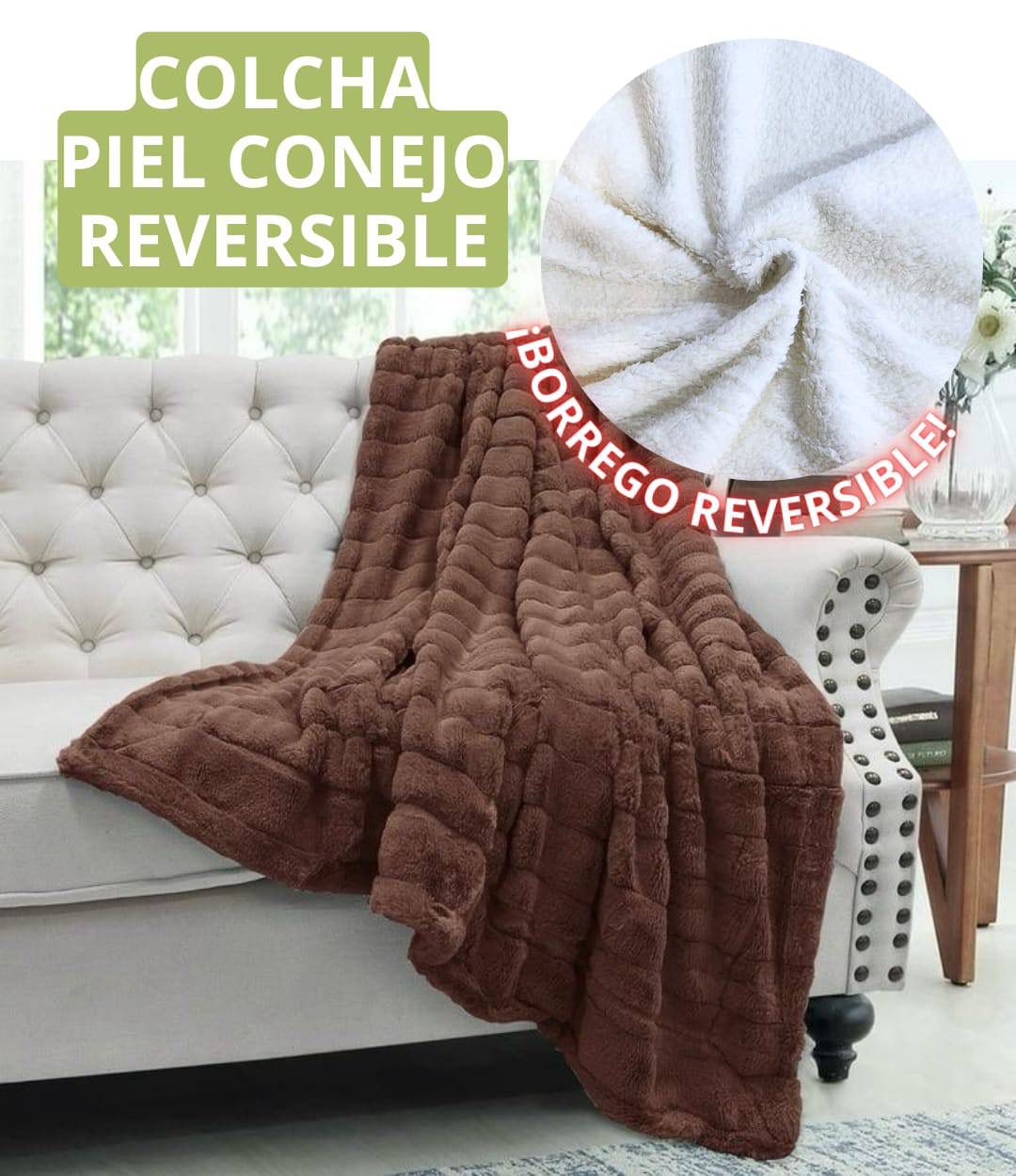 COLCHAS PIEL CONEJO GRUESAS REVERSIBLE