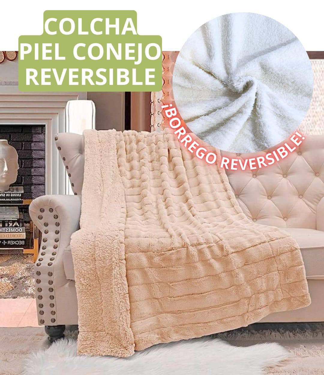 COLCHAS PIEL CONEJO GRUESAS REVERSIBLE