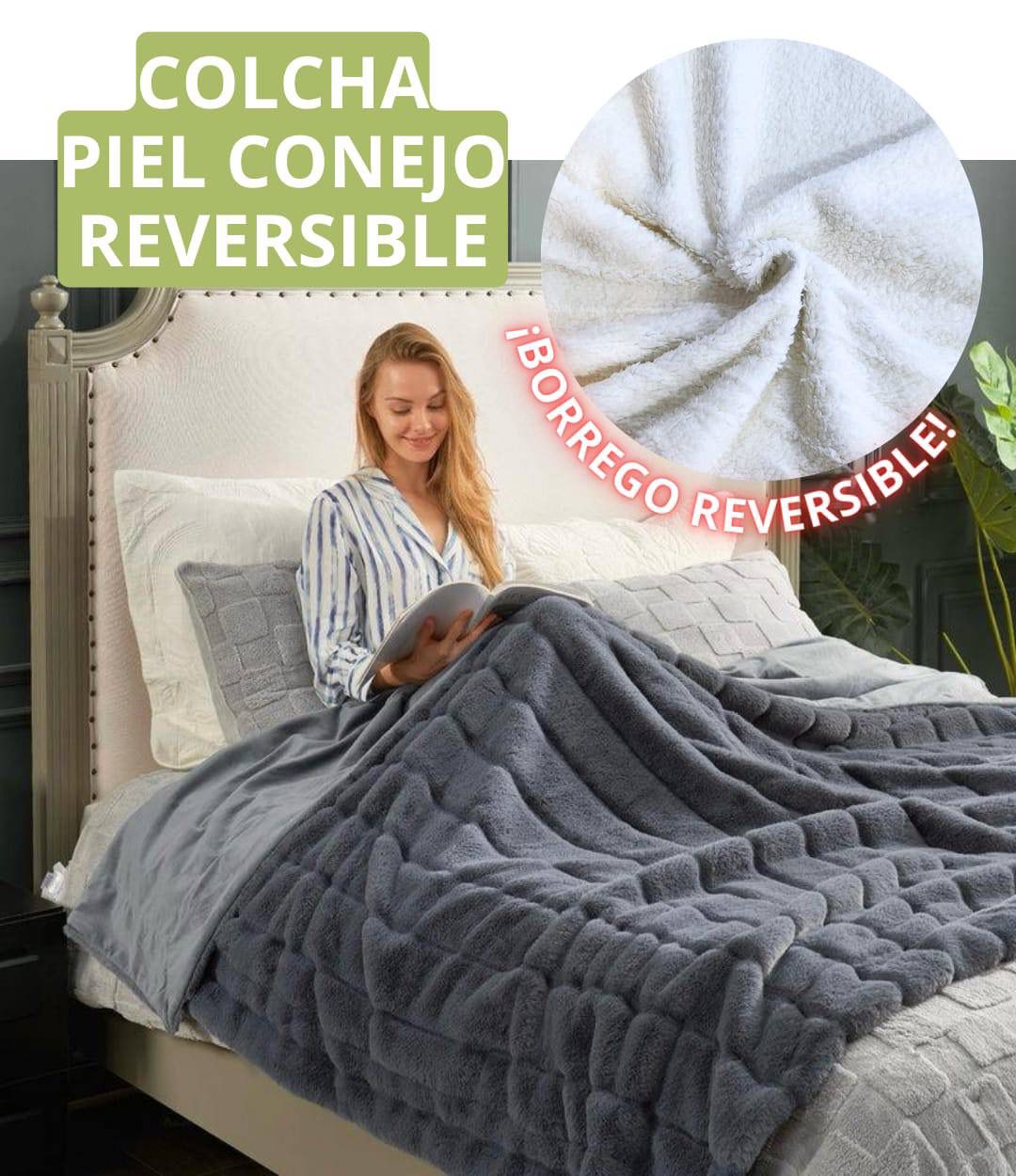 COLCHAS PIEL CONEJO GRUESAS REVERSIBLE