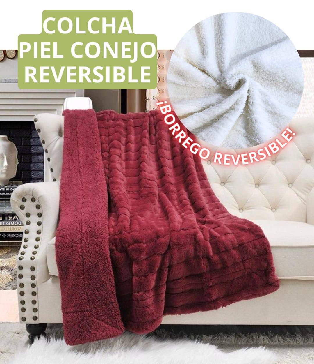 COLCHAS PIEL CONEJO GRUESAS REVERSIBLE