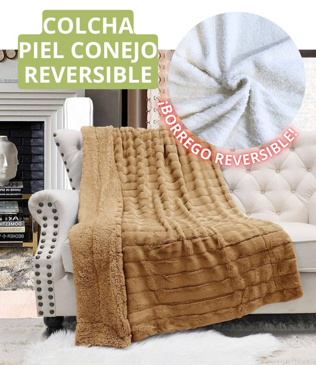 COLCHAS PIEL CONEJO GRUESAS REVERSIBLE