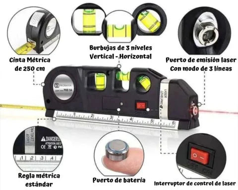 NIVEL LASER - FLEXOMETRO Y REGLA